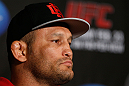 ANAHEIM, CA - FEBRUARY 21:  Dan Henderson interacts with media during a UFC pre-fight press conference at Honda Center on February 21, 2013 in Anaheim, California.  (Photo by Josh Hedges/Zuffa LLC/Zuffa LLC via Getty Images)