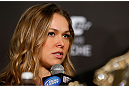 ANAHEIM, CA - FEBRUARY 21:  Ronda Rousey interacts with media during a UFC pre-fight press conference at Honda Center on February 21, 2013 in Anaheim, California.  (Photo by Josh Hedges/Zuffa LLC/Zuffa LLC via Getty Images)