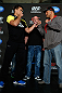 ANAHEIM, CA - FEBRUARY 21:  (L-R) Opponents Lyoto Machida and Dan Henderson face off during a UFC pre-fight press conference at Honda Center on February 21, 2013 in Anaheim, California.  (Photo by Josh Hedges/Zuffa LLC/Zuffa LLC via Getty Images)