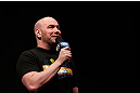 ANAHEIM, CA - FEBRUARY 22:  UFC President Dana White interacts with fans during a Q&A session before the UFC 157 weigh-in at Honda Center on February 22, 2013 in Anaheim, California.  (Photo by Josh Hedges/Zuffa LLC/Zuffa LLC via Getty Images)