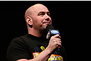 ANAHEIM, CA - FEBRUARY 22:  UFC President Dana White interacts with fans during a Q&A session before the UFC 157 weigh-in at Honda Center on February 22, 2013 in Anaheim, California.  (Photo by Josh Hedges/Zuffa LLC/Zuffa LLC via Getty Images)