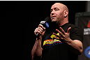 ANAHEIM, CA - FEBRUARY 22:  UFC President Dana White interacts with fans during a Q&A session before the UFC 157 weigh-in at Honda Center on February 22, 2013 in Anaheim, California.  (Photo by Josh Hedges/Zuffa LLC/Zuffa LLC via Getty Images)