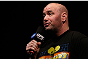 ANAHEIM, CA - FEBRUARY 22:  UFC President Dana White interacts with fans during a Q&A session before the UFC 157 weigh-in at Honda Center on February 22, 2013 in Anaheim, California.  (Photo by Josh Hedges/Zuffa LLC/Zuffa LLC via Getty Images)