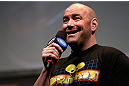 ANAHEIM, CA - FEBRUARY 22:  UFC President Dana White interacts with fans during a Q&A session before the UFC 157 weigh-in at Honda Center on February 22, 2013 in Anaheim, California.  (Photo by Josh Hedges/Zuffa LLC/Zuffa LLC via Getty Images)