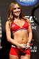 ANAHEIM, CA - FEBRUARY 22:  UFC Octagon Girl Brittney Palmer stands on stage during the UFC 157 weigh-in at Honda Center on February 22, 2013 in Anaheim, California.  (Photo by Josh Hedges/Zuffa LLC/Zuffa LLC via Getty Images)