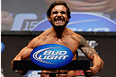 ANAHEIM, CA - FEBRUARY 22:  Dennis Bermudez weighs in during the UFC 157 weigh-in at Honda Center on February 22, 2013 in Anaheim, California.  (Photo by Josh Hedges/Zuffa LLC/Zuffa LLC via Getty Images)