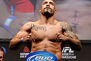 ANAHEIM, CA - FEBRUARY 22:  Lavar Johnson weighs in during the UFC 157 weigh-in at Honda Center on February 22, 2013 in Anaheim, California.  (Photo by Josh Hedges/Zuffa LLC/Zuffa LLC via Getty Images)