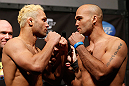 ANAHEIM, CA - FEBRUARY 22:  (L-R) Opponents Josh Koscheck and Robbie Lawler face off during the UFC 157 weigh-in at Honda Center on February 22, 2013 in Anaheim, California.  (Photo by Josh Hedges/Zuffa LLC/Zuffa LLC via Getty Images)