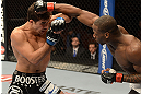 ANAHEIM, CA - FEBRUARY 23:  (R-L) Nah-Shon Burrell punches Yuri Villefort in their welterweight bout during UFC 157 at Honda Center on February 23, 2013 in Anaheim, California.  (Photo by Donald Miralle/Zuffa LLC/Zuffa LLC via Getty Images) *** Local Caption *** Nah-Shon Burrell; Yuri Villefort