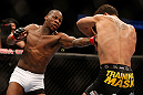 ANAHEIM, CA - FEBRUARY 23:  (L-R) Nah-Shon Burrell punches Yuri Villefort in their welterweight bout during UFC 157 at Honda Center on February 23, 2013 in Anaheim, California.  (Photo by Josh Hedges/Zuffa LLC/Zuffa LLC via Getty Images) *** Local Caption *** Nah-Shon Burrell; Yuri Villefort