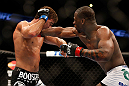 ANAHEIM, CA - FEBRUARY 23:  (R-L) Nah-Shon Burrell punches Yuri Villefort in their welterweight bout during UFC 157 at Honda Center on February 23, 2013 in Anaheim, California.  (Photo by Josh Hedges/Zuffa LLC/Zuffa LLC via Getty Images) *** Local Caption *** Nah-Shon Burrell; Yuri Villefort