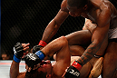 ANAHEIM, CA - FEBRUARY 23:  Nah-Shon Burrell (top) punches Yuri Villefort in their welterweight bout during UFC 157 at Honda Center on February 23, 2013 in Anaheim, California.  (Photo by Josh Hedges/Zuffa LLC/Zuffa LLC via Getty Images) *** Local Caption *** Nah-Shon Burrell; Yuri Villefort