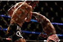 ANAHEIM, CA - FEBRUARY 23:  (R-L) Nah-Shon Burrell punches Yuri Villefort in their welterweight bout during UFC 157 at Honda Center on February 23, 2013 in Anaheim, California.  (Photo by Josh Hedges/Zuffa LLC/Zuffa LLC via Getty Images) *** Local Caption *** Nah-Shon Burrell; Yuri Villefort