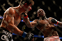 ANAHEIM, CA - FEBRUARY 23:  (R-L) Nah-Shon Burrell punches Yuri Villefort in their welterweight bout during UFC 157 at Honda Center on February 23, 2013 in Anaheim, California.  (Photo by Josh Hedges/Zuffa LLC/Zuffa LLC via Getty Images) *** Local Caption *** Nah-Shon Burrell; Yuri Villefort