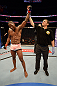 ANAHEIM, CA - FEBRUARY 23:  Nah-Shon Burrell reacts to his victory over Yuri Villefort in their welterweight bout during UFC 157 at Honda Center on February 23, 2013 in Anaheim, California.  (Photo by Donald Miralle/Zuffa LLC/Zuffa LLC via Getty Images) *** Local Caption *** Nah-Shon Burrell; Yuri Villefort