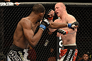 ANAHEIM, CA - FEBRUARY 23:  Neil Magny (left) punches Jon Manley in their welterweight bout during UFC 157 at Honda Center on February 23, 2013 in Anaheim, California.  (Photo by Donald Miralle/Zuffa LLC/Zuffa LLC via Getty Images) *** Local Caption *** Jon Manley; Neil Magny