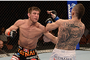ANAHEIM, CA - FEBRUARY 23:  (L-R) Sam Stout punches Caros Fodor in their lightweight bout during UFC 157 at Honda Center on February 23, 2013 in Anaheim, California.  (Photo by Donald Miralle/Zuffa LLC/Zuffa LLC via Getty Images) *** Local Caption *** Sam Stout; Caros Fodor