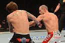 ANAHEIM, CA - FEBRUARY 23:  (R-L) Anton Kuivanen punches Michael Chiesa in their lightweight bout during UFC 157 at Honda Center on February 23, 2013 in Anaheim, California.  (Photo by Donald Miralle/Zuffa LLC/Zuffa LLC via Getty Images) *** Local Caption *** Michael Chiesa; Anton Kuivanen