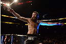 ANAHEIM, CA - FEBRUARY 23:  Michael Chiesa reacts to his victory over Anton Kuivanen in their lightweight bout during UFC 157 at Honda Center on February 23, 2013 in Anaheim, California.  (Photo by Donald Miralle/Zuffa LLC/Zuffa LLC via Getty Images) *** Local Caption *** Michael Chiesa; Anton Kuivanen