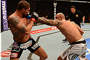 ANAHEIM, CA - FEBRUARY 23:  (R-L) Lavar Johnson punches Brendan Schaub in their heavyweight bout during UFC 157 at Honda Center on February 23, 2013 in Anaheim, California.  (Photo by Donald Miralle/Zuffa LLC/Zuffa LLC via Getty Images) *** Local Caption *** Brendan Schaub; Lavar Johnson