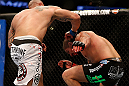 ANAHEIM, CA - FEBRUARY 23:  Lavar Johnson (left) punches Brendan Schaub in their heavyweight bout during UFC 157 at Honda Center on February 23, 2013 in Anaheim, California.  (Photo by Josh Hedges/Zuffa LLC/Zuffa LLC via Getty Images) *** Local Caption *** Brendan Schaub; Lavar Johnson