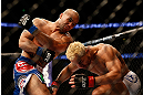 ANAHEIM, CA - FEBRUARY 23:  (L-R) Robbie Lawler punches Josh Koscheck in their welterweight bout during UFC 157 at Honda Center on February 23, 2013 in Anaheim, California.  (Photo by Josh Hedges/Zuffa LLC/Zuffa LLC via Getty Images) *** Local Caption *** Josh Koscheck; Robbie Lawler