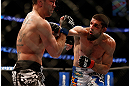 ANAHEIM, CA - FEBRUARY 23:  (R-L) Josh Neer punches Court McGee in their welterweight bout during UFC 157 at Honda Center on February 23, 2013 in Anaheim, California.  (Photo by Josh Hedges/Zuffa LLC/Zuffa LLC via Getty Images) *** Local Caption *** Court McGee; Josh Neer