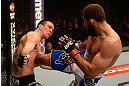ANAHEIM, CA - FEBRUARY 23:  (R-L) Court McGee kicks Josh Neer in their welterweight bout during UFC 157 at Honda Center on February 23, 2013 in Anaheim, California.  (Photo by Donald Miralle/Zuffa LLC/Zuffa LLC via Getty Images) *** Local Caption *** Court McGee; Josh Neer