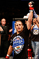 ANAHEIM, CA - FEBRUARY 23:  Urijah Faber is declared the winner over Ivan Menjivar in their bantamweight bout during UFC 157 at Honda Center on February 23, 2013 in Anaheim, California.  (Photo by Josh Hedges/Zuffa LLC/Zuffa LLC via Getty Images) *** Local Caption *** Urijah Faber; Ivan Menjivar