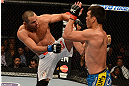 ANAHEIM, CA - FEBRUARY 23:  (L-R) Dan Henderson kicks Lyoto Machida in their light heavyweight bout during UFC 157 at Honda Center on February 23, 2013 in Anaheim, California.  (Photo by Donald Miralle/Zuffa LLC/Zuffa LLC via Getty Images) *** Local Caption *** Lyoto Machida; Dan Henderson