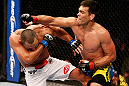ANAHEIM, CA - FEBRUARY 23:  (R-L) Lyoto Machida punches Dan Henderson in their light heavyweight bout during UFC 157 at Honda Center on February 23, 2013 in Anaheim, California.  (Photo by Josh Hedges/Zuffa LLC/Zuffa LLC via Getty Images) *** Local Caption *** Lyoto Machida; Dan Henderson