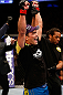 ANAHEIM, CA - FEBRUARY 23:  Lyoto Machida reacts to being declared the winner over Dan Henderson in their light heavyweight bout during UFC 157 at Honda Center on February 23, 2013 in Anaheim, California.  (Photo by Josh Hedges/Zuffa LLC/Zuffa LLC via Getty Images) *** Local Caption *** Lyoto Machida; Dan Henderson