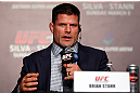 TOKYO, JAPAN - FEBRUARY 28: Brian Stann interacts with media during a UFC press conference at the Hilton Sjinjuku Hotel on February 28, 2013 in Tokyo, Japan. (Photo by Josh Hedges/Zuffa LLC/Zuffa LLC via Getty Images)