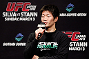SAITAMA, JAPAN - MARCH 02: Hatsu Hioki interacts with fans during a Q&A session before the UFC on FUEL TV weigh-in at Saitama Super Arena on March 2, 2013 in Saitama, Japan. (Photo by Josh Hedges/Zuffa LLC/Zuffa LLC via Getty Images)