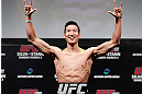 SAITAMA, JAPAN - MARCH 02: Hyun Gyu Lim weighs in during the UFC on FUEL TV weigh-in at Saitama Super Arena on March 2, 2013 in Saitama, Japan. (Photo by Josh Hedges/Zuffa LLC/Zuffa LLC via Getty Images)