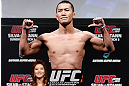 SAITAMA, JAPAN - MARCH 02: Yushin Okami weighs in during the UFC on FUEL TV weigh-in at Saitama Super Arena on March 2, 2013 in Saitama, Japan. (Photo by Josh Hedges/Zuffa LLC/Zuffa LLC via Getty Images)