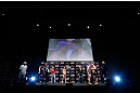 SAITAMA, JAPAN - MARCH 02: A general view of the stage as opponents Wanderlei Silva (L) and Brian Stann (R) face off during the UFC on FUEL TV weigh-in at Saitama Super Arena on March 2, 2013 in Saitama, Japan. (Photo by Josh Hedges/Zuffa LLC/Zuffa LLC via Getty Images)
