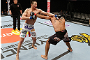 SAITAMA, JAPAN - MARCH 03:  (L-R) Hyun Gyu Lim and Marcelo Guimaraes trade punches in their welterweight fight during the UFC on FUEL TV event at Saitama Super Arena on March 3, 2013 in Saitama, Japan.  (Photo by Josh Hedges/Zuffa LLC/Zuffa LLC via Getty Images)