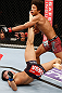 SAITAMA, JAPAN - MARCH 03:  (L-R) Kyung Ho Kang kicks Alex Caceres in their bantamweight fight during the UFC on FUEL TV event at Saitama Super Arena on March 3, 2013 in Saitama, Japan.  (Photo by Josh Hedges/Zuffa LLC/Zuffa LLC via Getty Images)
