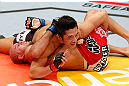 SAITAMA, JAPAN - MARCH 03:  (L-R) Dong Hyun Kim smiles at his corner during his welterweight fight against Siyar Bahadurzada during the UFC on FUEL TV event at Saitama Super Arena on March 3, 2013 in Saitama, Japan.  (Photo by Josh Hedges/Zuffa LLC/Zuffa LLC via Getty Images)