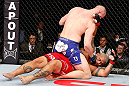 SAITAMA, JAPAN - MARCH 03:  (L-R) Stefan Struve punches Mark Hunt in their heavyweight fight during the UFC on FUEL TV event at Saitama Super Arena on March 3, 2013 in Saitama, Japan.  (Photo by Josh Hedges/Zuffa LLC/Zuffa LLC via Getty Images)