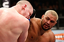 SAITAMA, JAPAN - MARCH 03:  (R-L) Mark Hunt punches Stefan Struve in their heavyweight fight during the UFC on FUEL TV event at Saitama Super Arena on March 3, 2013 in Saitama, Japan.  (Photo by Josh Hedges/Zuffa LLC/Zuffa LLC via Getty Images)