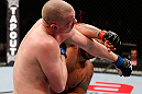SAITAMA, JAPAN - MARCH 03:  (R-L) Mark Hunt punches Stefan Struve in their heavyweight fight during the UFC on FUEL TV event at Saitama Super Arena on March 3, 2013 in Saitama, Japan.  (Photo by Josh Hedges/Zuffa LLC/Zuffa LLC via Getty Images)