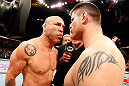 SAITAMA, JAPAN - MARCH 03:  (L-R) Opponents Wanderlei Silva and Brian Stann face off before their light heavyweight fight during the UFC on FUEL TV event at Saitama Super Arena on March 3, 2013 in Saitama, Japan.  (Photo by Josh Hedges/Zuffa LLC/Zuffa LLC via Getty Images)