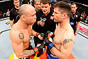 SAITAMA, JAPAN - MARCH 03:  (L-R) Opponents Wanderlei Silva and Brian Stann face off before their light heavyweight fight during the UFC on FUEL TV event at Saitama Super Arena on March 3, 2013 in Saitama, Japan.  (Photo by Josh Hedges/Zuffa LLC/Zuffa LLC via Getty Images)