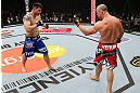 SAITAMA, JAPAN - MARCH 03:  (R-L) Wanderlei Silva taunts Brian Stann in their light heavyweight fight during the UFC on FUEL TV event at Saitama Super Arena on March 3, 2013 in Saitama, Japan.  (Photo by Josh Hedges/Zuffa LLC/Zuffa LLC via Getty Images)