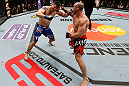 SAITAMA, JAPAN - MARCH 03:  (R-L) Wanderlei Silva and Brian Stann trade puncehs in their light heavyweight fight during the UFC on FUEL TV event at Saitama Super Arena on March 3, 2013 in Saitama, Japan.  (Photo by Josh Hedges/Zuffa LLC/Zuffa LLC via Getty Images)