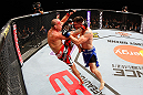 SAITAMA, JAPAN - MARCH 03:  (L-R) Wanderlei Silva knees Brian Stann in their light heavyweight fight during the UFC on FUEL TV event at Saitama Super Arena on March 3, 2013 in Saitama, Japan.  (Photo by Josh Hedges/Zuffa LLC/Zuffa LLC via Getty Images)