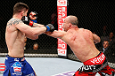 SAITAMA, JAPAN - MARCH 03:  (R-L) Wanderlei Silva punches Brian Stann in their light heavyweight fight during the UFC on FUEL TV event at Saitama Super Arena on March 3, 2013 in Saitama, Japan.  (Photo by Josh Hedges/Zuffa LLC/Zuffa LLC via Getty Images)