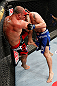 SAITAMA, JAPAN - MARCH 03:  (L-R) Wanderlei Silva knees Brian Stann in their light heavyweight fight during the UFC on FUEL TV event at Saitama Super Arena on March 3, 2013 in Saitama, Japan.  (Photo by Josh Hedges/Zuffa LLC/Zuffa LLC via Getty Images)